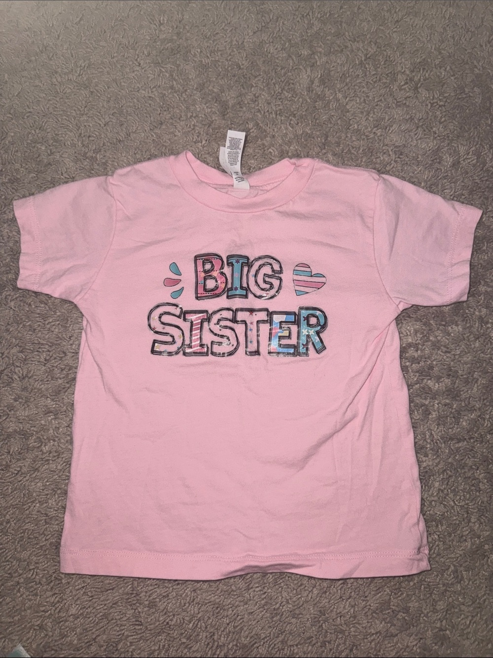 Bella Canvas Pink Big Sister Short Sleeve Tee with Multicolor Accents